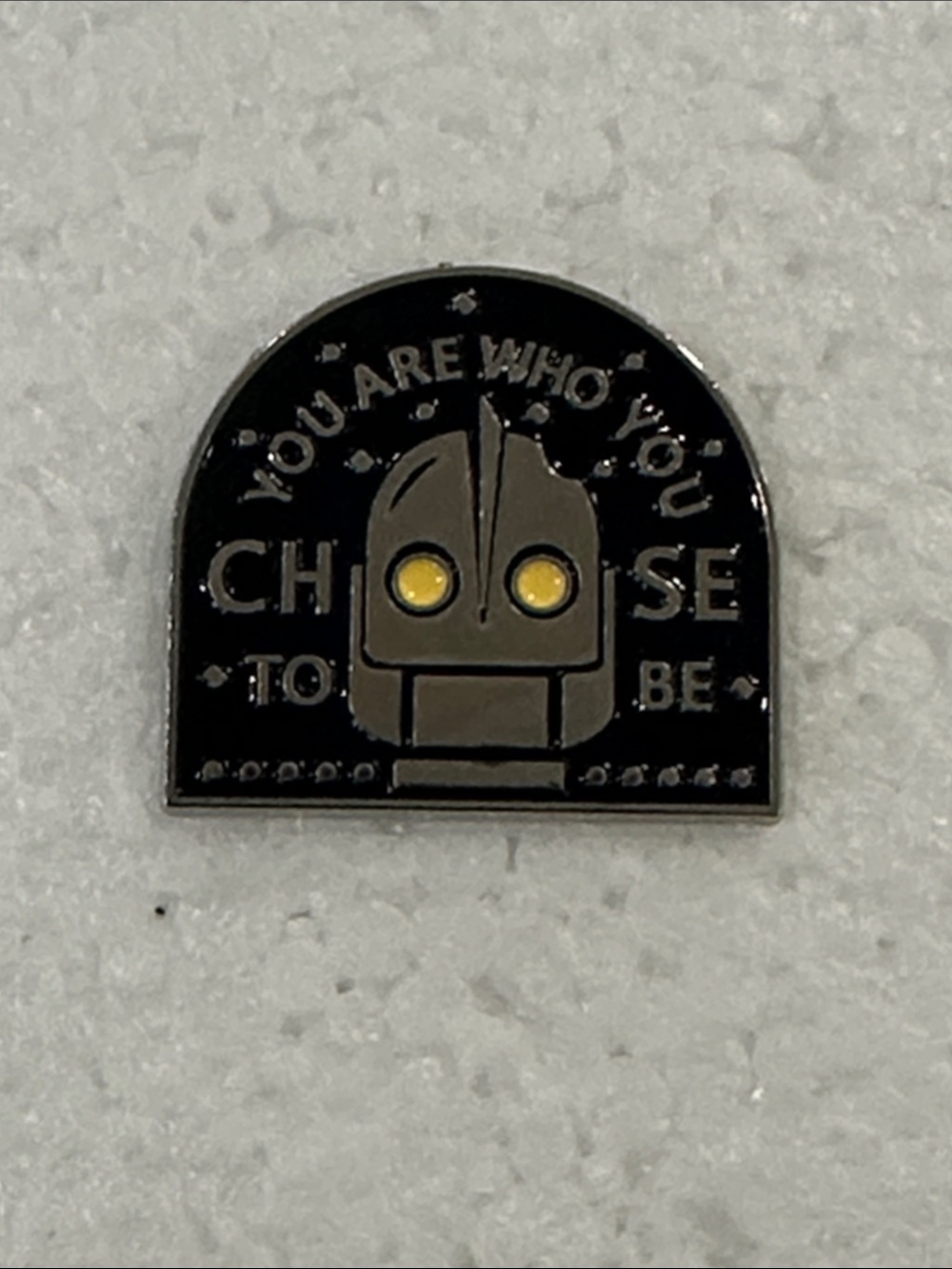 The Iron Giant Black and Gold Robot Enamel Pin - "You Are Who You Choose To Be"